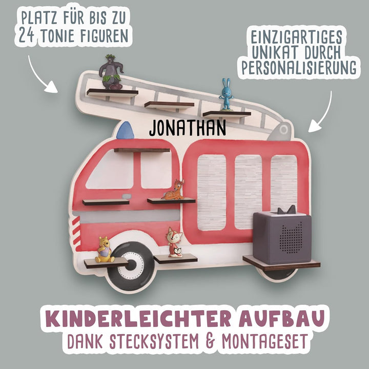 hellomini Personalisiertes Tonie Regal Jungen - Toniebox Regal mit Wunschnamen fürs Kinderzimmer - R