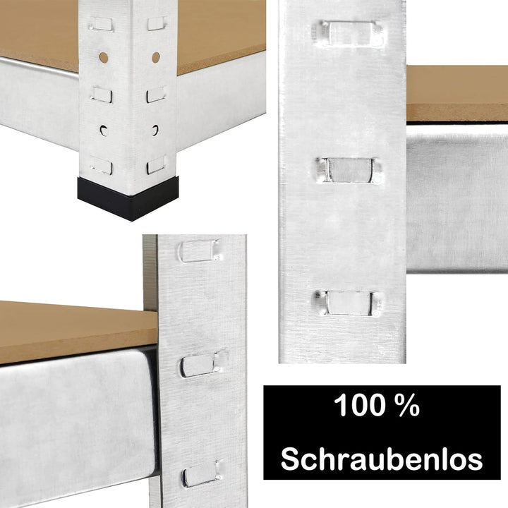 AUTOFU 5 Stöckiges Schwerlastregal Regal, Lagerregal Garagenregal, Metallregal Verzinkt - 170cm x 75