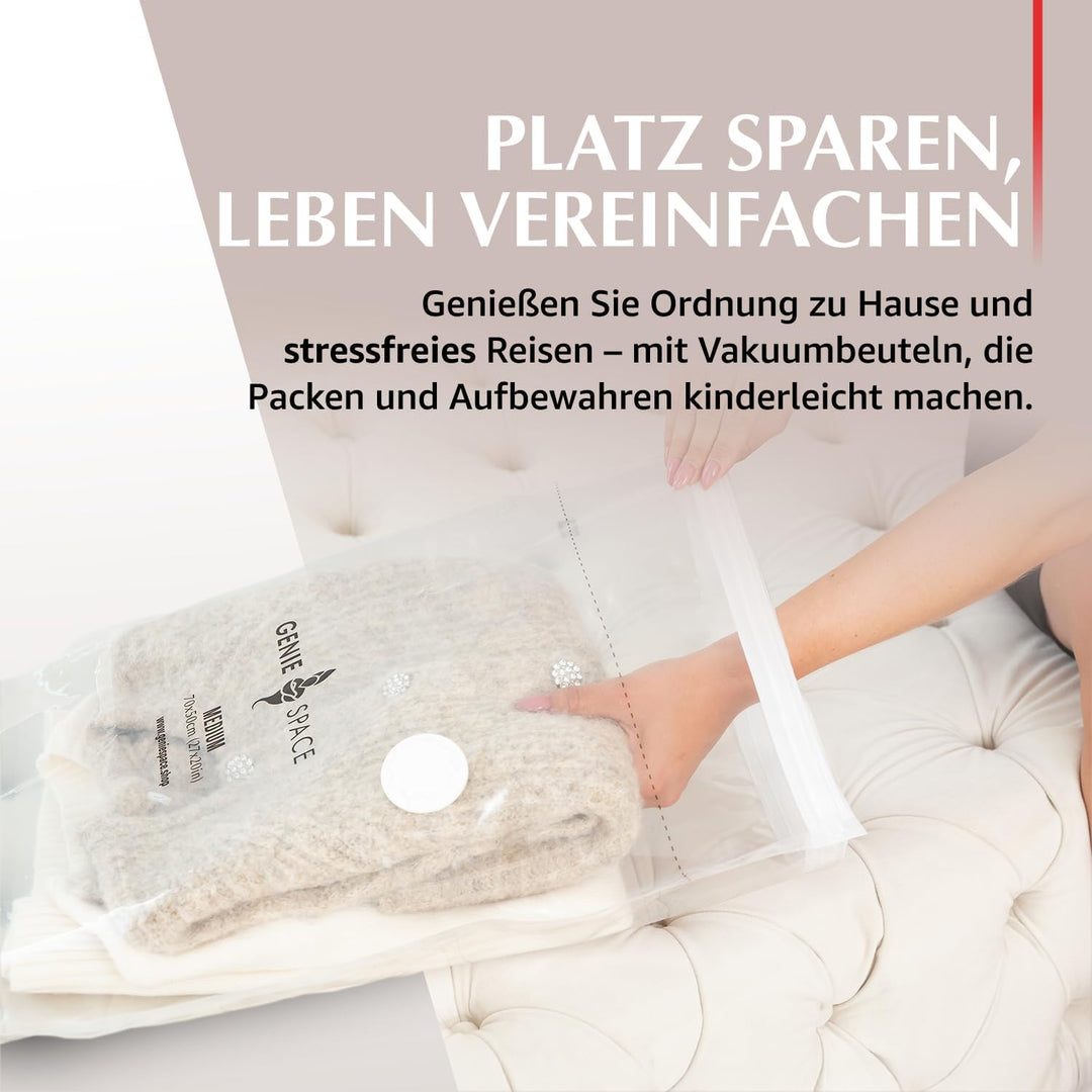 GENIE SPACE - Unglaublich starke Premium platzsparende Vakuumbeutellagerung | 2 x GROSS (80x60cm) |
