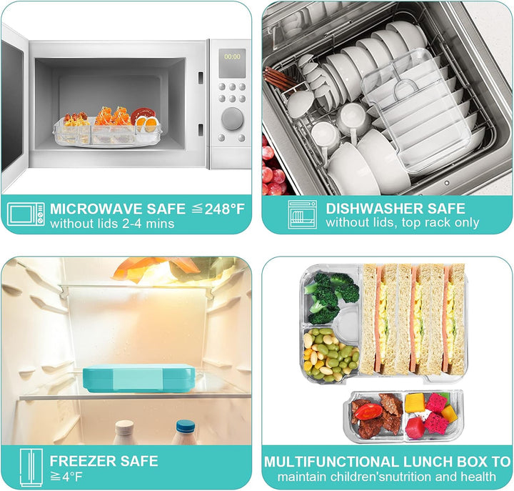 Lunchbox Kinder Bento Box, Brotdose mit Fächern, Robust und Auslaufsicher Brotzeitbox für Kinder Erw