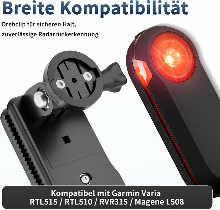 EFEALL Satteltaschen Halterung für Garmin Radar, 360° Drehbar & Neigbar Varia Halterung, Rutschfeste