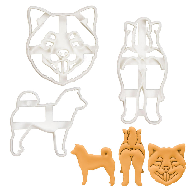3er Set Shiba Inu Ausstechformen (Formen: Silhoutte, Hintern, Gesicht), 3 Teil
