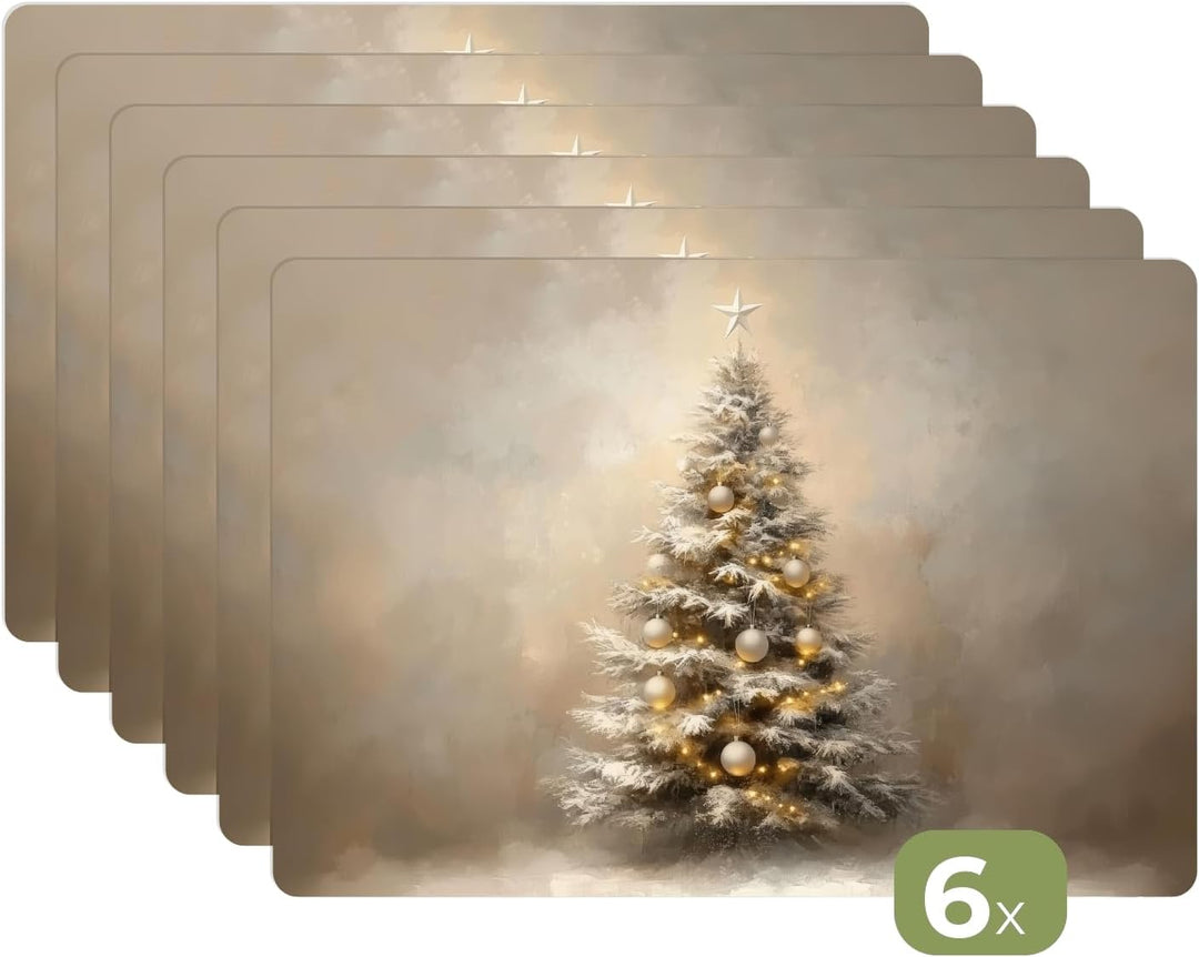 KitchenYeah© Platzsets Abwaschbar 6-Teilig Tischsets Platzdeckchen Platzset Weihnachten - Weihnachts