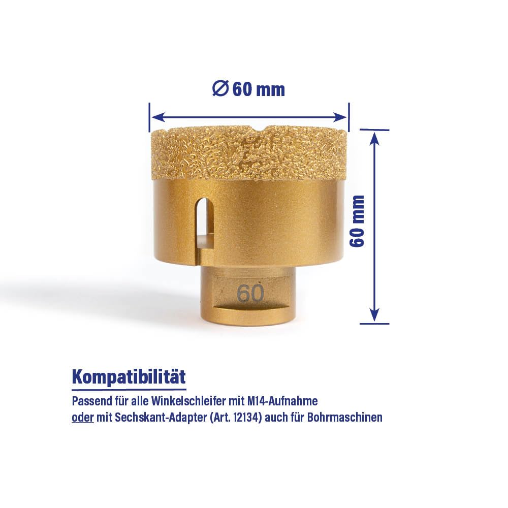 Karl Dahm® Diamant-Trockenbohrkrone Ø 6–120 mm – Präzisionsbohrkrone für Trockenbohren in Fliesen, N