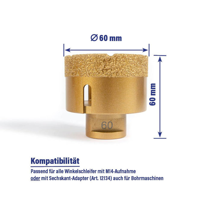Karl Dahm® Diamant-Trockenbohrkrone Ø 6–120 mm – Präzisionsbohrkrone für Trockenbohren in Fliesen, N
