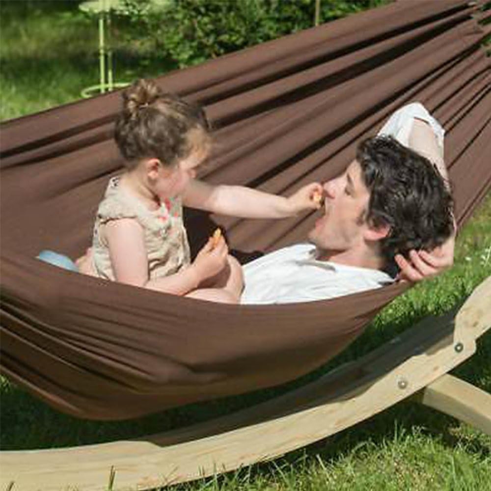 ANYOO Hängematte Outdoor Baumwolle Bequemer Stoff mit Baumfreundlichen Gurten zum Aufhängen, Robuste