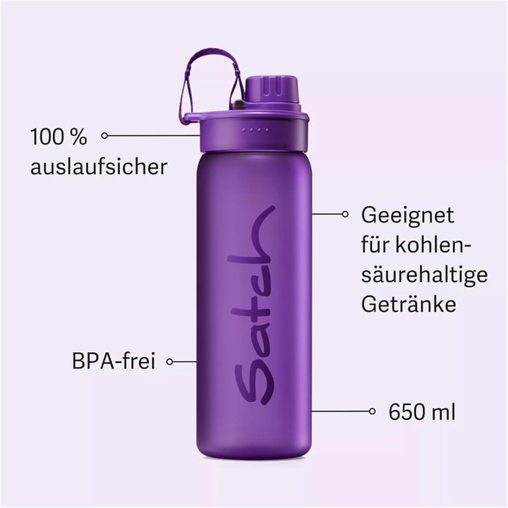 satch Sport Trinkflasche BPA frei 650 ml, Auslaufsicher und Kohlensäure geeignet, für Sport- und Erf