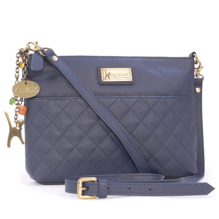 Catwalk Collection Handbags - Damen Umhängetasche Klein - Crossbody Bag - Gesteppte Leder - Clutch m