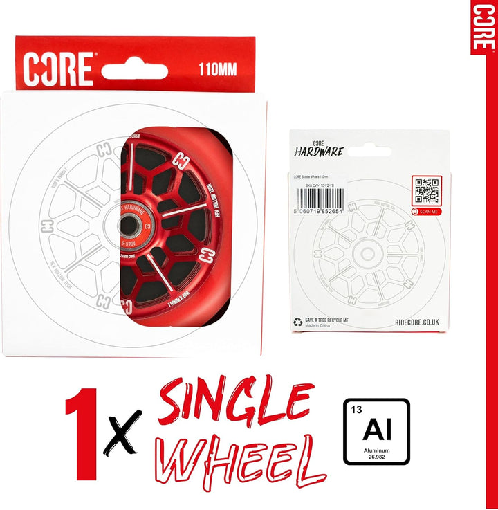 Centrano Unisex – Erwachsene Core Hex Scooter Rolle, Rot, 110mm 110mm Rot, 110mm Rot