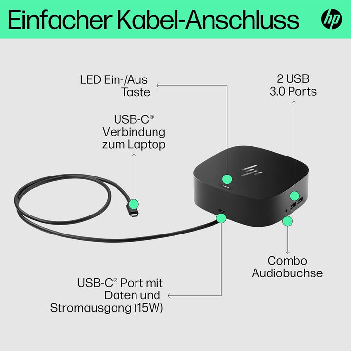 HP USB-C G5 Essential Dockingstation | USB-C Hub | USB Hub | Thunderbolt | USB-C | USB 3.0 | 2x 1.4