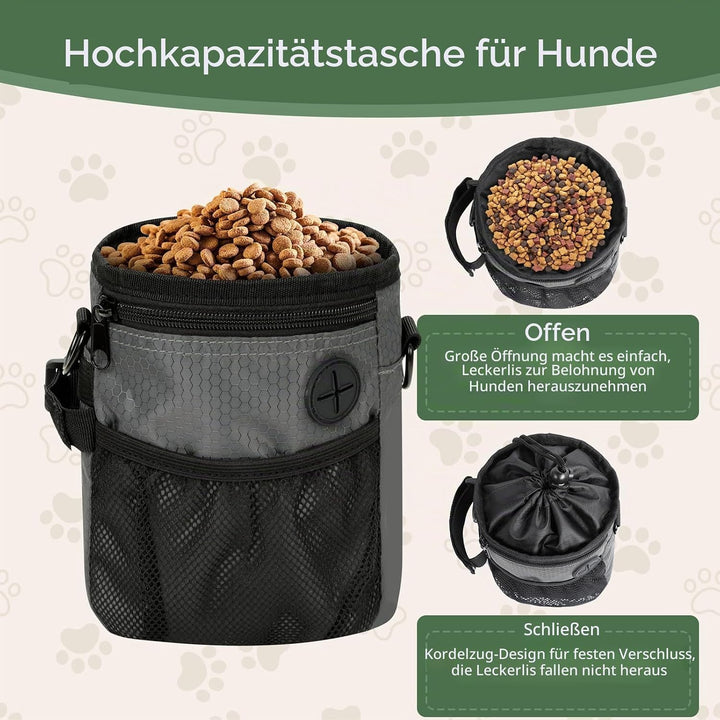 AiQInu Leckerlitasche für Hunde, Futterbeutel Hundetraining mit Kotbeutelspender, Leckerlibeutel für
