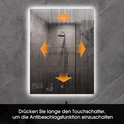 byecold Badspiegel mit LED Beleuchtung 60x80CM, Badezimmerspiegel Beschlagfrei mit Touchschalter, Ba