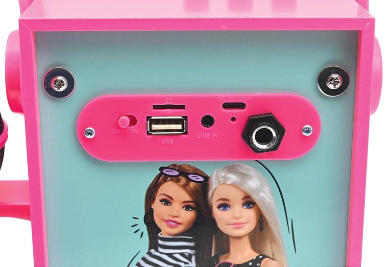 Lexibook BTP180BBZ Mattel Barbie-Tragbarer beleuchteter Bluetooth-Lautsprecher mit Mikrofon, Karaoke