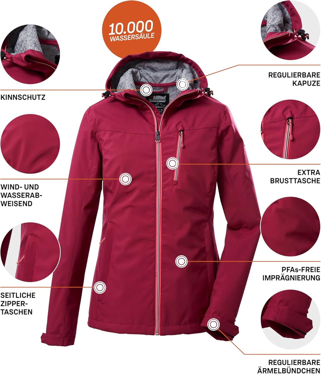 Killtec Damen Kos 89 Wmn Sftshll Jckt Softshelljacke/Outdoorjacke mit Kapuze, dunkelrose