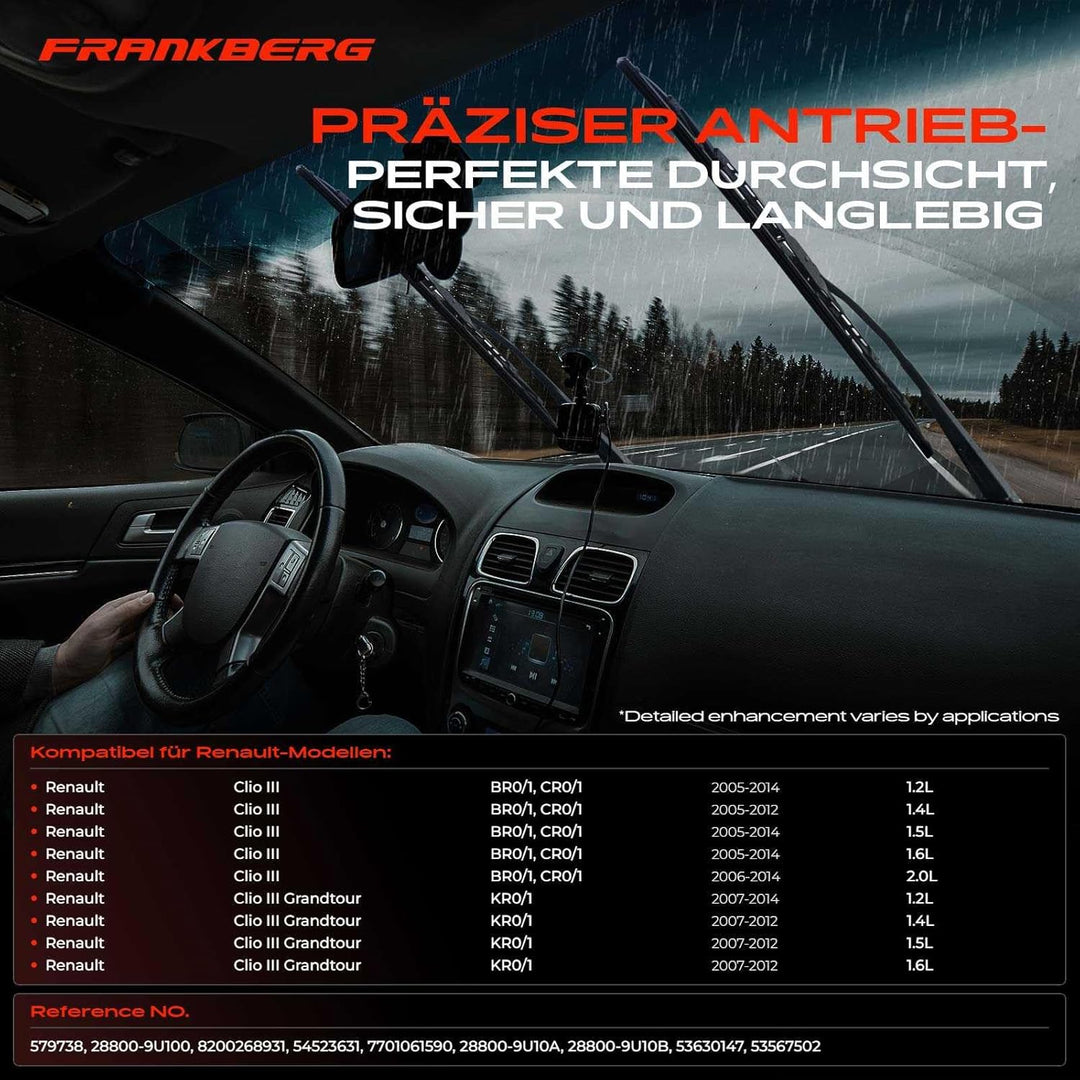 Frankberg 1x Wischermotor Scheibenwischermotor 4-Polig Vorne Links oder Rechts Kompatibel mit Clio G