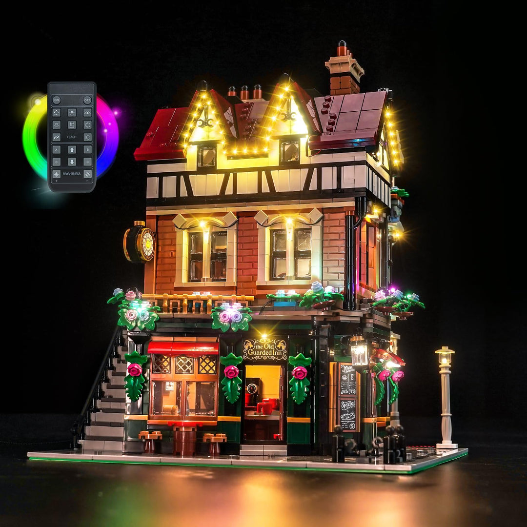 LocoLee Licht Set Kompatibel mit Lego Eckhaus im Tudorstil Fernbedienung Version, Nur Lichter Set -