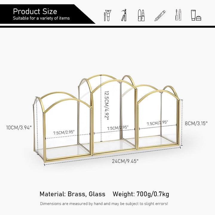 HARLIANGXY Make up Pinsel Organizer Gold, Pinselhalter Kosmetik Glas, Kosmetikpinsel Aufbewahrung, S