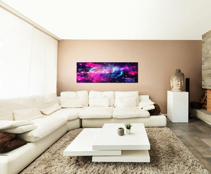 Paul Sinus Art Panoramabild auf Leinwand und Keilrahmen 150x50cm Sterne Lichter Weltraum abstrakt