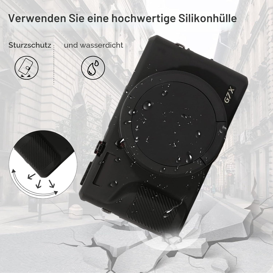 Rieibi Silikon-Schutzhülle für Canon G7X Mark III Hülle, G7X Mark III Zubehör mit 2 Stück Displaysch