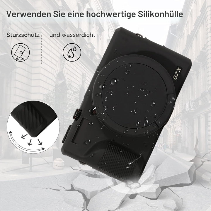 Rieibi Silikon-Schutzhülle für Canon G7X Mark III Hülle, G7X Mark III Zubehör mit 2 Stück Displaysch