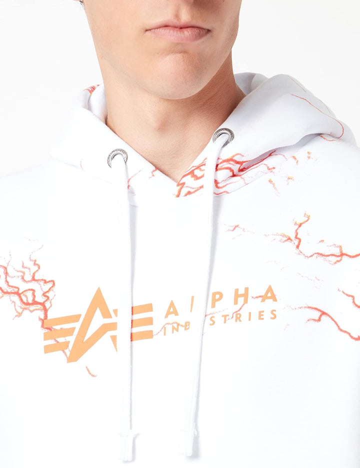 Alpha Industries Herren Lightning AOP Hoody Kapuzensweat für Herren Kapuzenpullover (1er Pack) M Whi