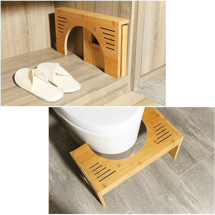 Toilettenhocker aus Bambus, WC Hocker Fusshocker Kinder Toilettenhilfe Höhenverstellbar 7-9in Tritth