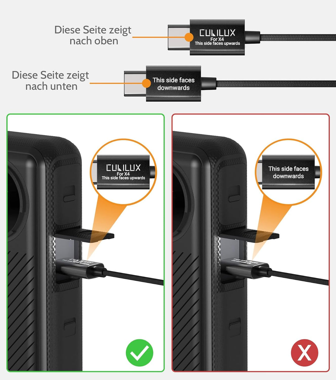Cubilux Ansteckmikrofon für Insta360 X4, USB C Lavalier Mikrofon, omnidirektional & hochempfindlich,