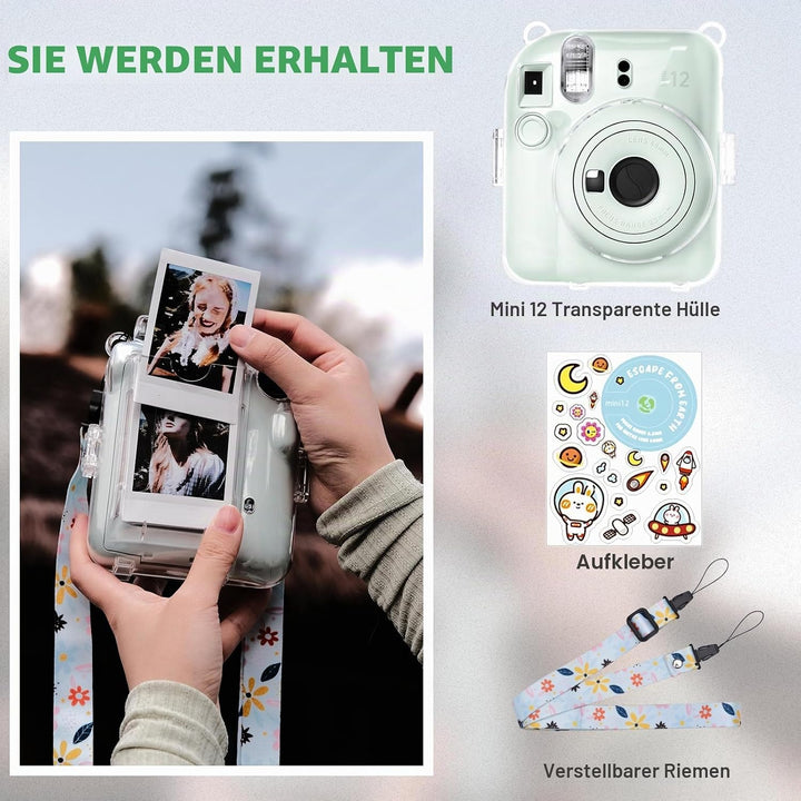 Rieibi Tasche für Fuji Instax Mini 12, Polaroid Hülle für Fujifilm Instax Mini 12 Sofortbildkamera,