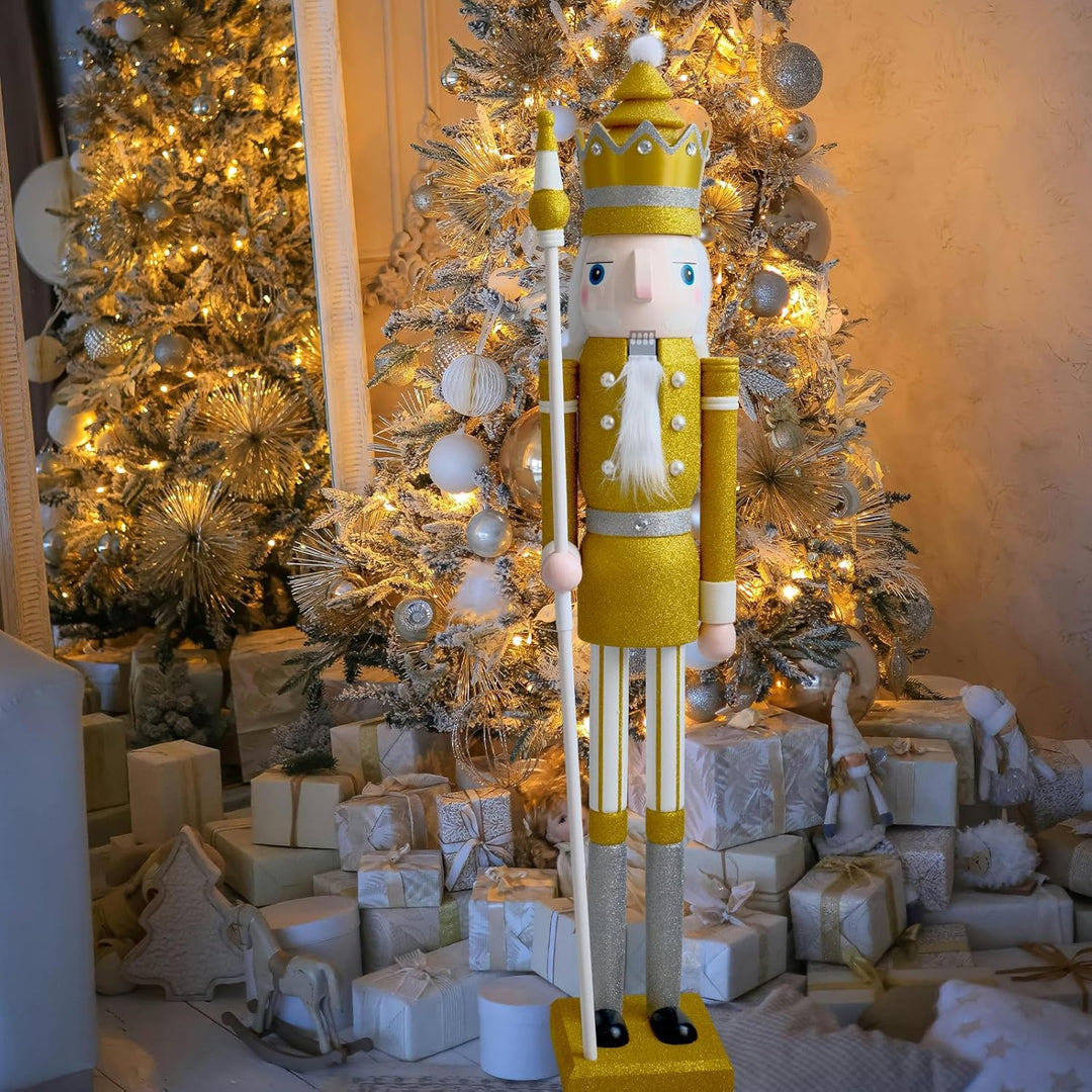 CDL L/4füsse/120cm/4ft/4fuss/120 cm Leben grösse grosse/Riesen Gold Glitter Weihnachten Holz nusskna