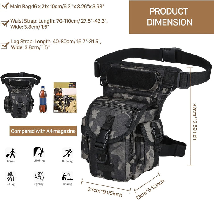 Huntvp Taktisch Beintasche Militär Beinbeutel MOLLE Hüfttasche Sport Tactical Leg Bag Armee Beintasc
