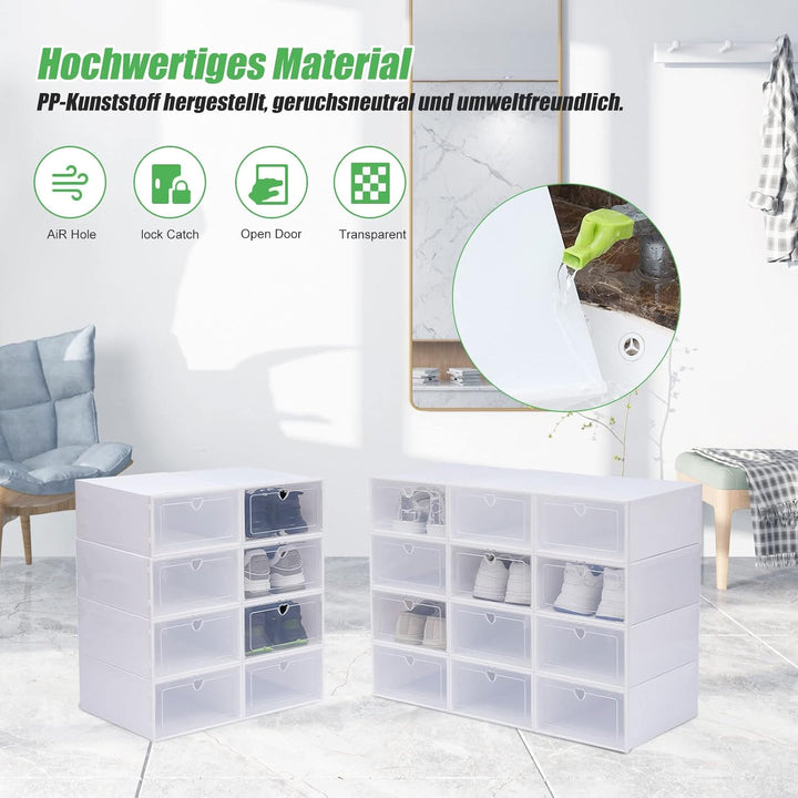 Schuhkarton Schuhboxen, Schuhaufbewahrung Kunststoffbox, 20er-Set Transparent Schuhaufbewahrung Schu