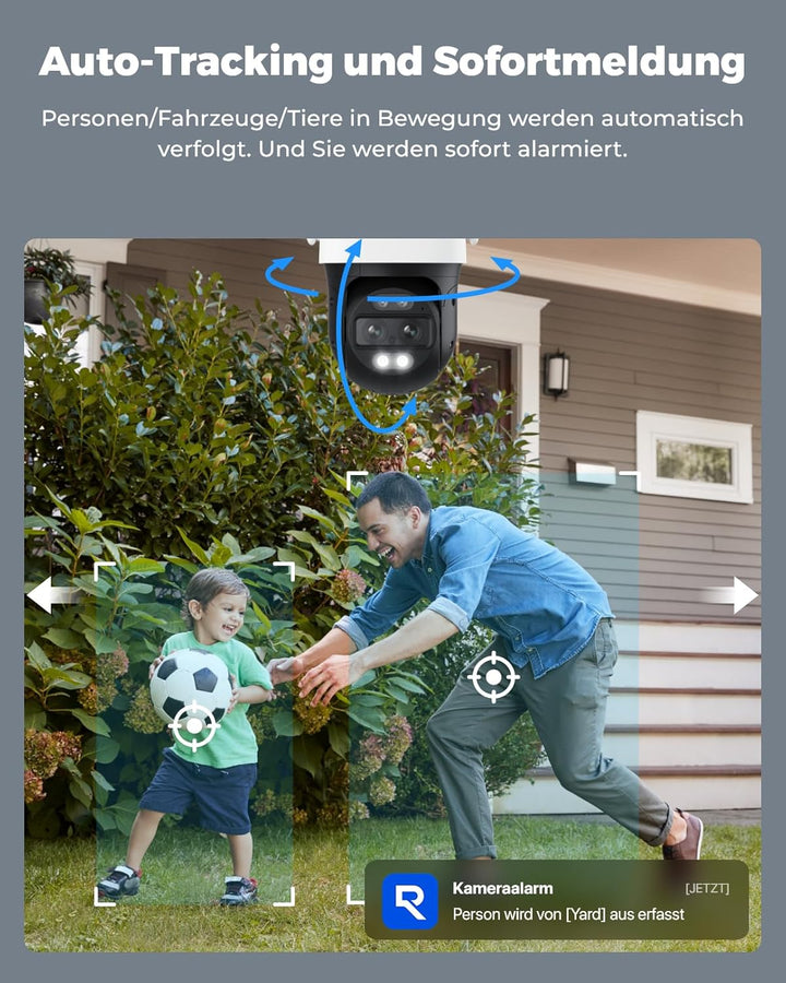 Reolink 4K 8MP PTZ Überwachungskamera Aussen mit Dual-Objektiv, 2,4/5GHz WLAN, Auto-Tracking, Smarte