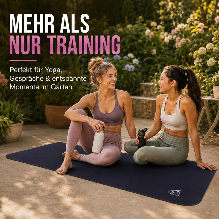 Fitnessmatte, Yogamatte aus umweltfreundlichem Naturkautschuk und rutschfest mit Design und Tragegur