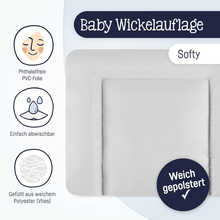Julius Zöllner Wickelauflage Softy 75x75 Folie uni hellgrau grey, grey