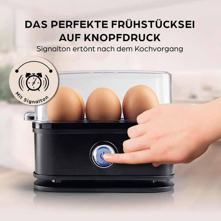 GOURMETmaxx Eierkocher für 6 Eier | Egg Boiler mit Eierstecher im Messbecher | Egg Cooker mit 3 Härt