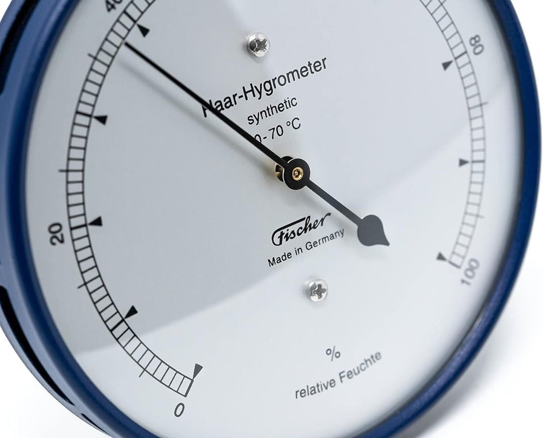 Fischer 122.48 - synthetisches Haar-Hygrometer - 103mm Luftfeuchtigkeitsmesser aus Edelstahl Made in
