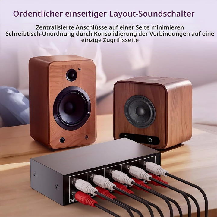 Audio Switch Box 4-Wege bidirektional, BolAAzuL 3,5mm Aux & RCA L/R Stereo Audio Switcher Selector 4