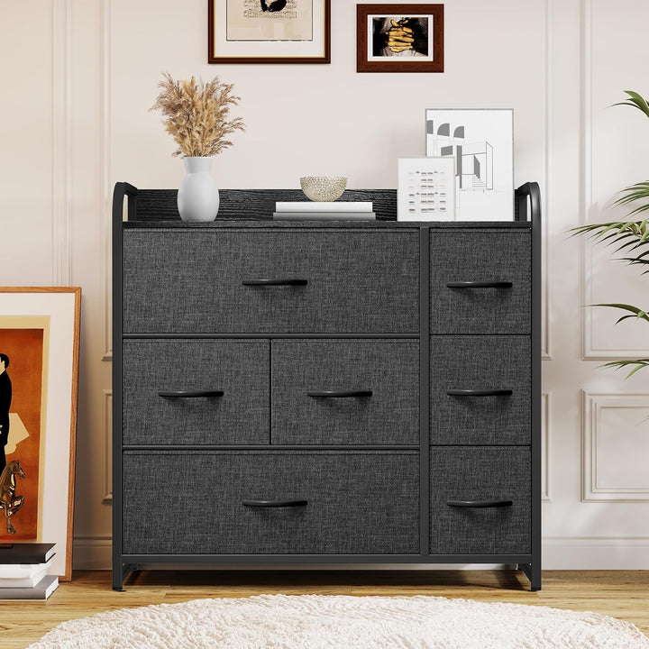 YITAHOME Kommode mit Schubladen, Schrank mit 7 Schubladen aus Stoff, Aufbewahrungskommode Industrial