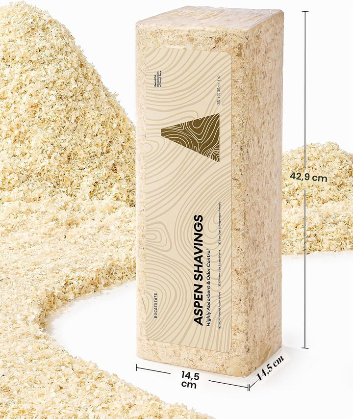 Natürliche Espenholzspäne 35L Staubarm Saugfähig für Hamster Kleintiere | 100% reines Espenholz, sta