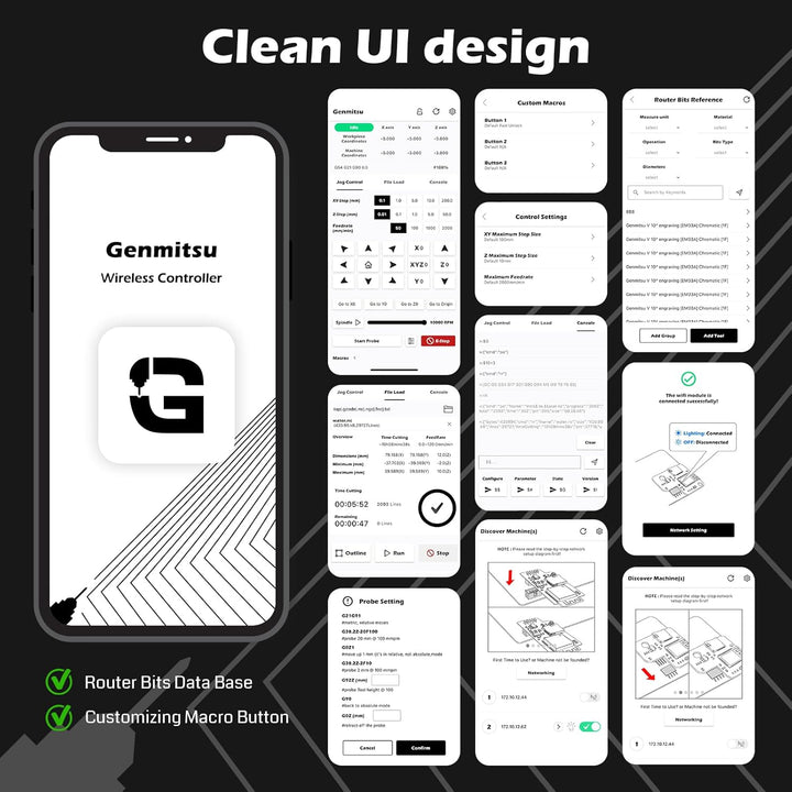 Genmitsu GGW-U232 Kabelloses Wi-Fi-Modul-Kit, G-Code-Senden per App, Fernbedienung und Monitor-CNC-O