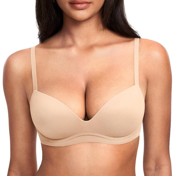 DOBREVA Damen Push up BH ohne Bügel | Gepolstert Bustier, Soft T Shirt BHs, Nahtlose für Sleep 80B B