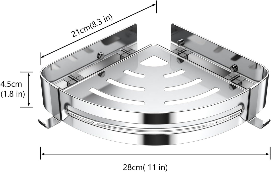 Duschablage Ohne Bohren, Duschregale aus 304 Edelstahl mit 2 Haken, Dusche Silber Duschregale, Dusch