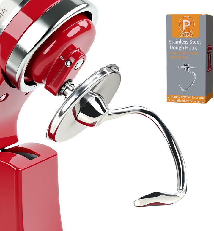 Edelstahl Teighaken für Kitchen Aid 4,5-5 Quart Tilt Head Standmixer, kompatibel mit Kitchen Aid Zub