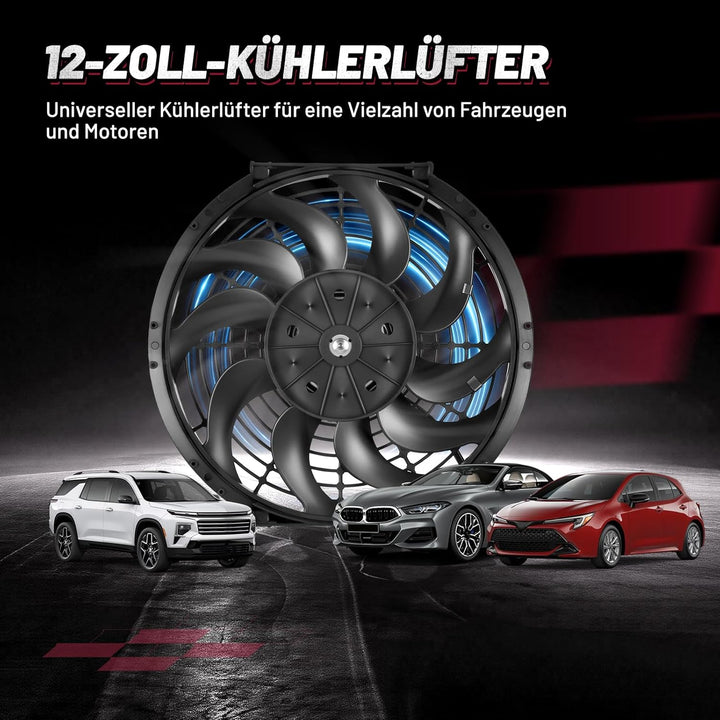 BDFHYK 12 Zoll 12V 80W Universal Auto Kühlerlüfter Kühlgebläse Elektrischer Lüfter Motorlüfter Slim