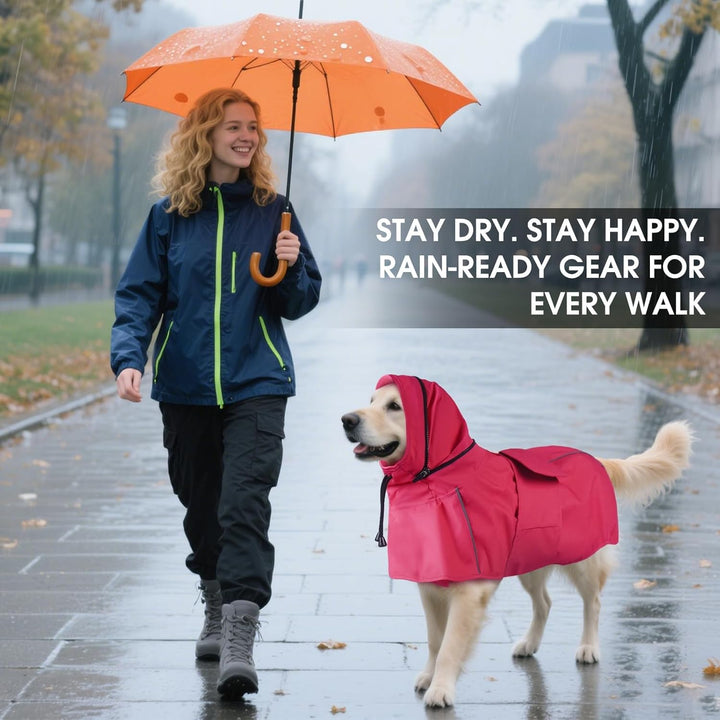 Hunde-Regenmantel – wasserdicht und reflektierend, verstellbare Passform mit Loch für die Leine und