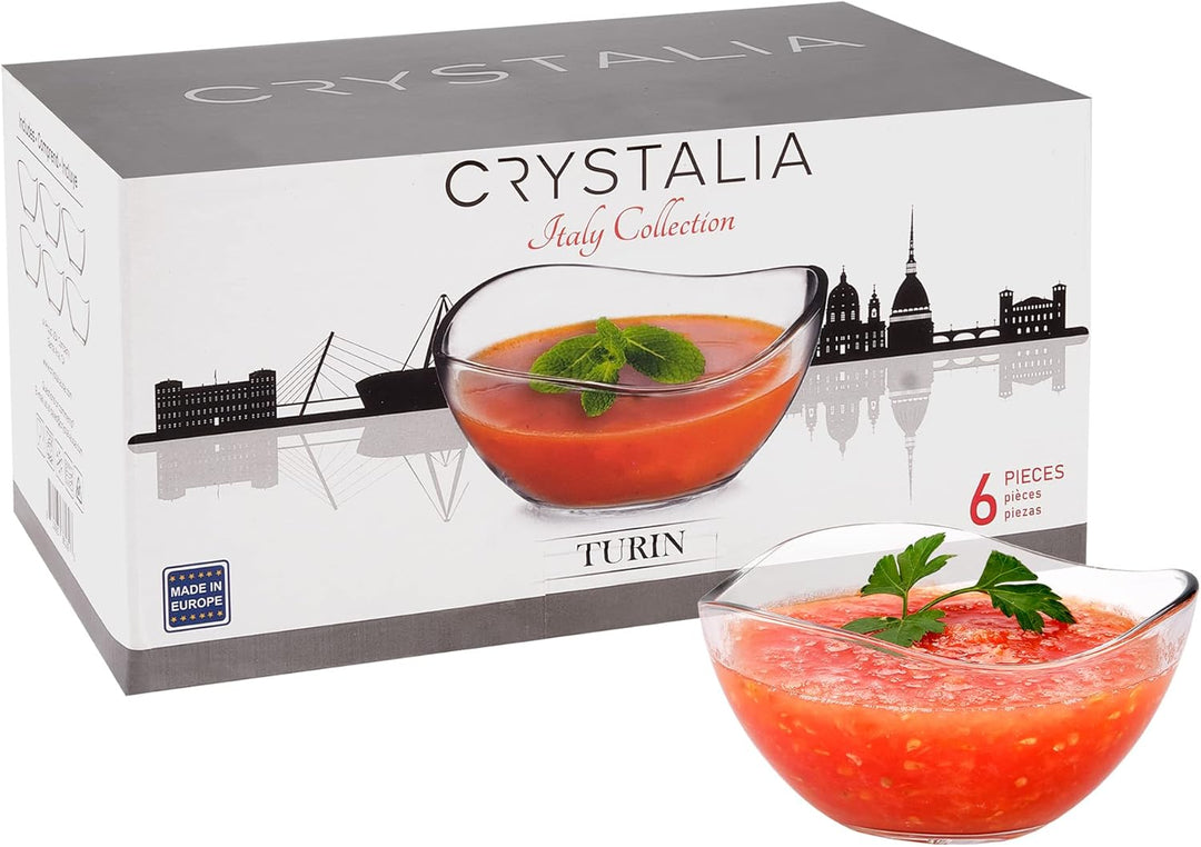 CRYSTALIA Premium Glas Dessertschalen Set 6, 310ml 100% BLEI FREI Stabelbare Glasschalen, Dessertglä