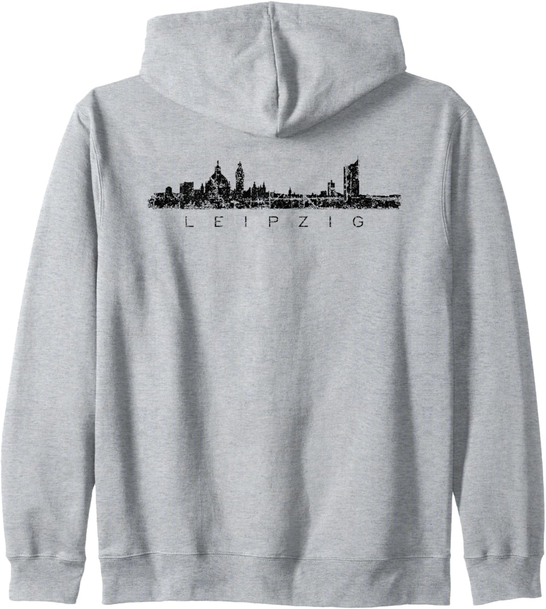 Leipziger Skyline (Vintage Schwarz) Leipzig Kapuzenjacke