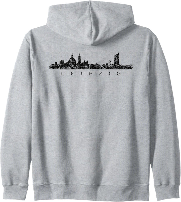 Leipziger Skyline (Vintage Schwarz) Leipzig Kapuzenjacke