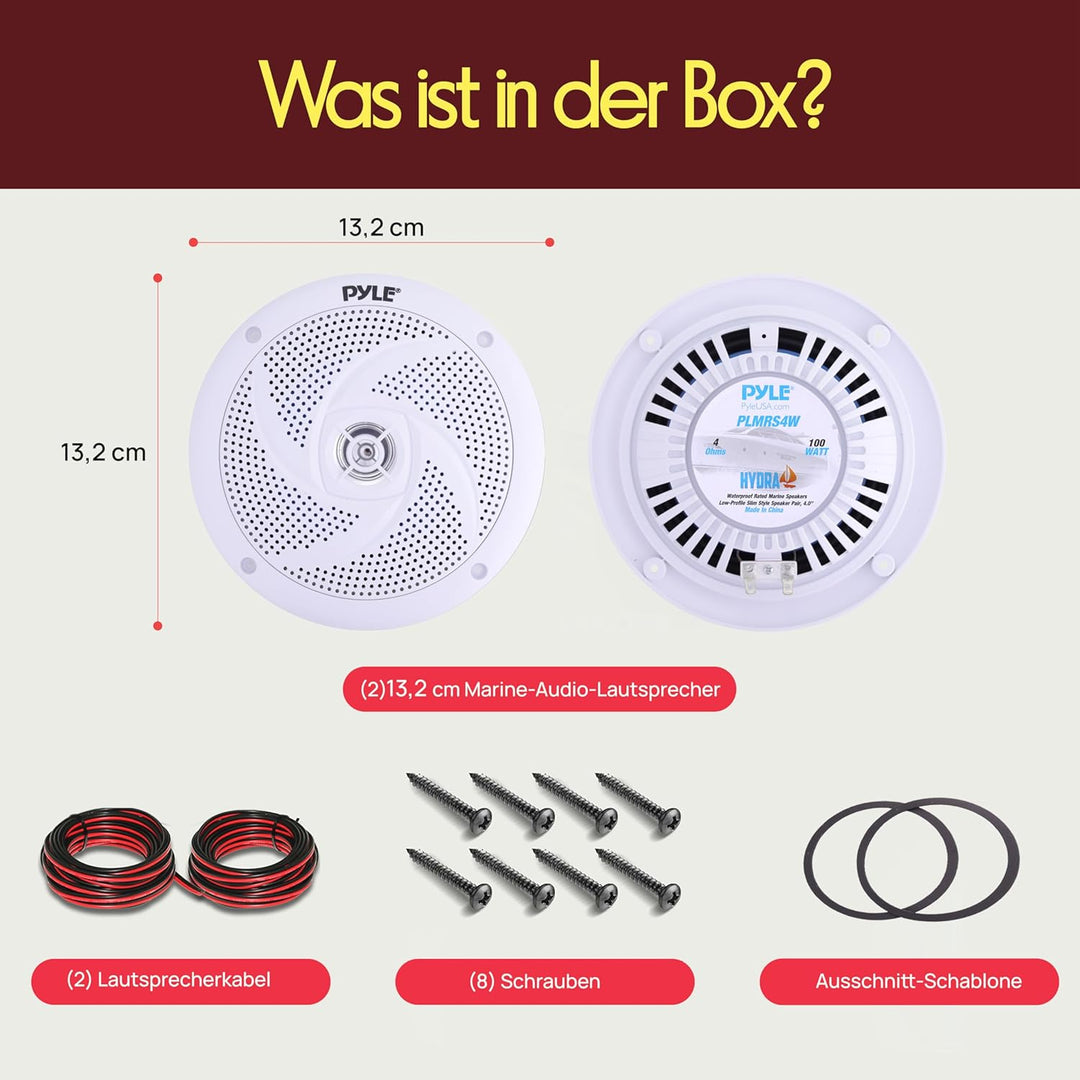 Pyle Marine Speakers - 4 Inch 2 Way Waterproof and Weather Resistant Outdoor Audio Stereo Sound Syst