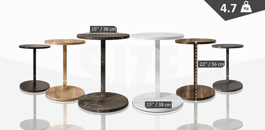 Tubibu C Form Kleiner Beistelltisch, Runder Tisch als Ablagefläche für Couch und Sofa mit Rollen, Ro